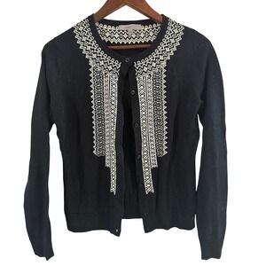 Classiques Entier Black‎ Aztec Embroidered Button Up Cardigan Sweater Size XS